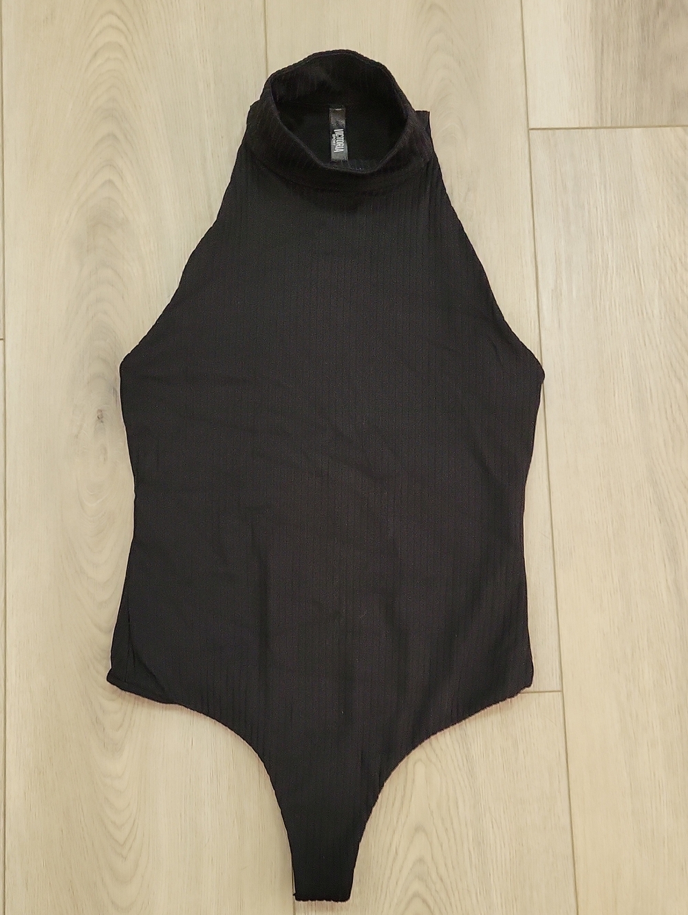 Victoria's Secret Black Ribbed Mock Neck Bodysuit